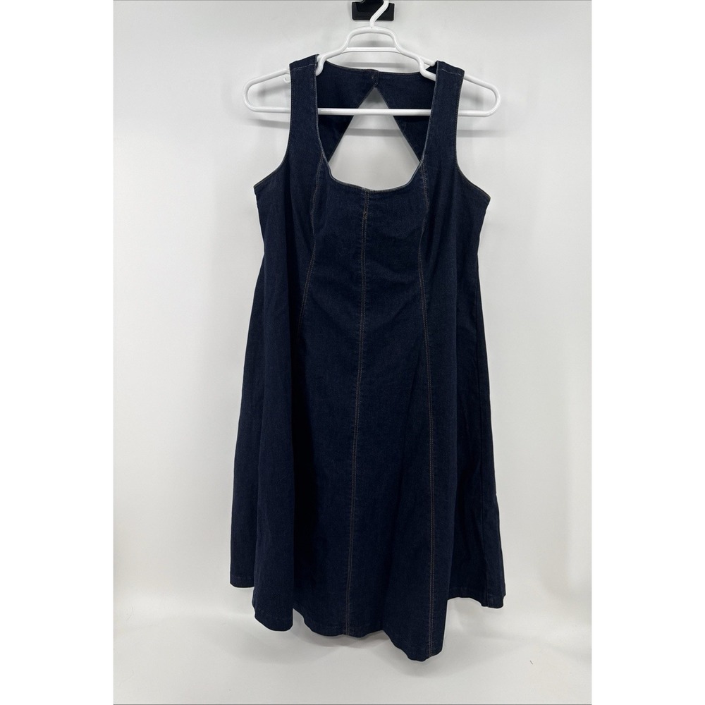 Torrid Belle Isle Womens Size 18 Blue Denim Midi Sleeveless A-Line Dress Cutout
